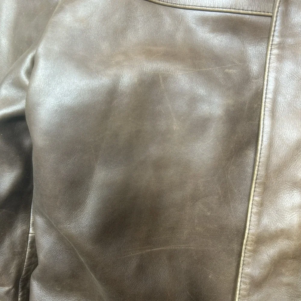 Vintage JHANE BARNES Bomber Jacket Men's 38 Brown Full Zip Lined Moto *SCRATCHES